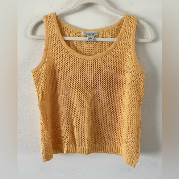 St. John Sport Wool Blend Open Knit Tank Top Size S Sleeveless Golden Yellow - Picture 8 of 8